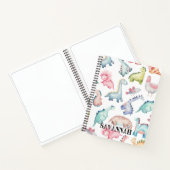 Mooie Roze Dino Monogram Schetsboek Notitieboek (Binnen)