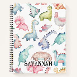 Mooie Roze Dino Monogram Schrijfboek Notitieboek