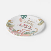 Mooie roze dino papieren bordje (Gekanteld)