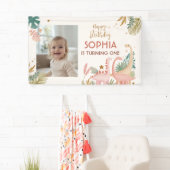 Mooie roze dino spandoek (Insitu)