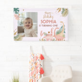 Mooie roze dino spandoek (Insitu)