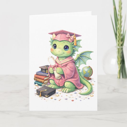Mooie Roze Diploma Draak Wenskaart Kaart (Voorkant)