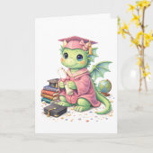 Mooie Roze Diploma Draak Wenskaart Kaart (Gele Bloem)