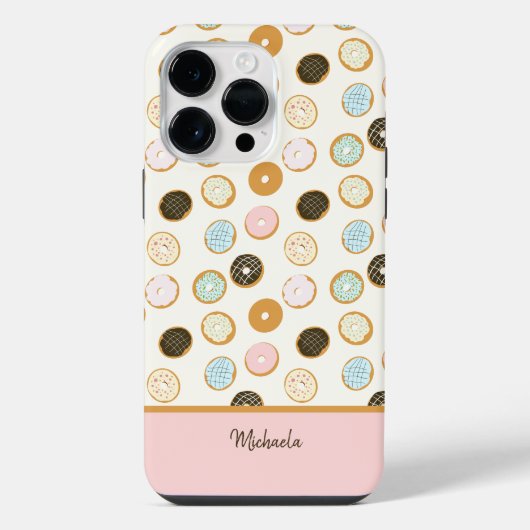 Mooie Roze Donut Patroon iPhone Hoesje (Achterkant)