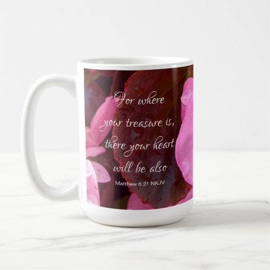 Mooie roze drijft uw schatbare bijbelse versie aan koffiemok (Links)