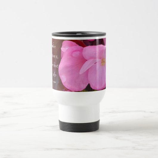 Mooie roze drijft uw schatbare bijbelse versie aan reisbeker (Center)