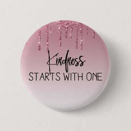 Mooie Roze Drip Glitter Inspirerend Ronde Button 5,7 Cm