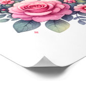 Mooie Roze Eenhoorn en Sprookjeskasteel  Poster (Hoek)