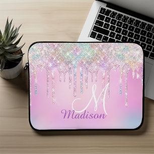 Mooie Roze Eenhoorn Regenboog Glitter Druppels mon Laptop Sleeve