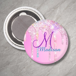 Mooie Roze Eenhoorn Regenboog Glitter Druppels mon Magneet