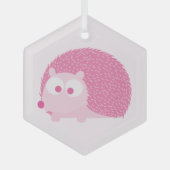 Mooie Roze Egel Glas Ornament (Voorkant)