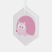 Mooie Roze Egel Glas Ornament (Voorkant links)
