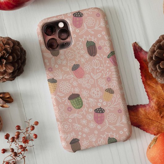 Mooie roze eikels vallen herfst pastelpatroon Case-Mate iPhone case
