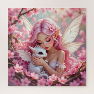 Mooie Roze Elfenfee & Draak Legpuzzel