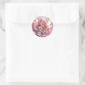 Mooie Roze Elfenfee & Draak Ronde Sticker (Tas)