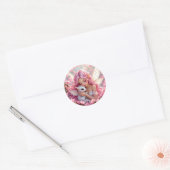 Mooie Roze Elfenfee & Draak Ronde Sticker (Envelop)
