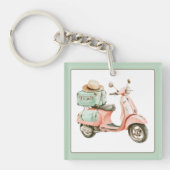 Mooie Roze en Aqua Kustscooter Sleutelhanger (Voorkant)