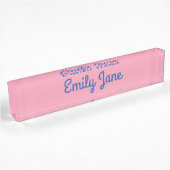 Mooie Roze en Blauwe Aangepaste Script Persoonlijk Naambordje