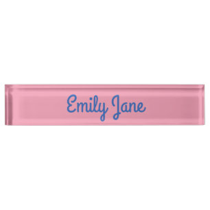 Mooie Roze en Blauwe Aangepaste Script Persoonlijk Naambordje
