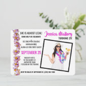 Mooie roze en blauwe Aloha Birthday Party Kaart (Staand voorkant)