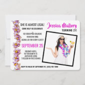 Mooie roze en blauwe Aloha Birthday Party Kaart (Voorkant)