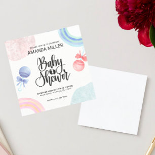 Mooie roze en blauwe aquarellen Baby Shower Uitnod Kaart