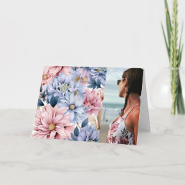 Mooie Roze en Blauwe Bloemen Notitiekaartje