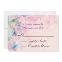 Mooie Roze en Blauwe Bloemige Wilde Bloemen RSVP