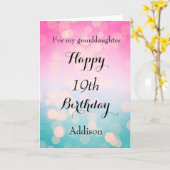 Mooie Roze en Blauwe Bokeh 19e verjaardag Kaart (Gele Bloem)