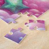 Mooie roze en blauwe eenhoorn legpuzzel (Zijkant)