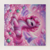 Mooie roze en blauwe eenhoorn legpuzzel (Horizontaal)