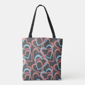 Mooie roze en blauwe harten tote bag (Achterkant)