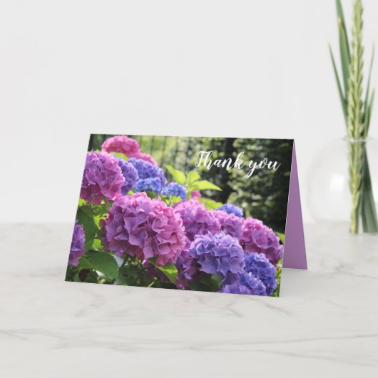 Mooie Roze en Blauwe Hydrangea Flowers Bedankkaart (Voorkant)