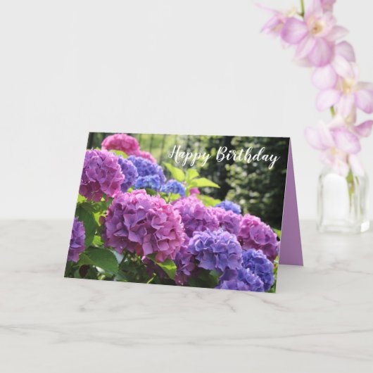 Mooie Roze en Blauwe Hydrangea Flowers Kaart (Orchidee)