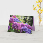Mooie Roze en Blauwe Hydrangea Flowers Kaart (Gele Bloem)