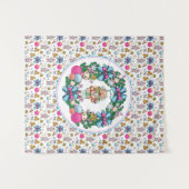 Mooie Roze En Blauwe Kerst Notenkraker Krans Wandkleed (Voorkant (horizontaal))