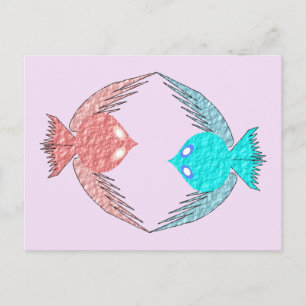 Mooie Roze en Blauwe Liefdes Vogels Briefkaart