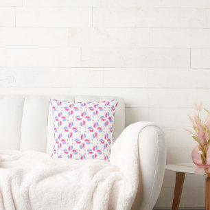 Mooie Roze en Blauwe Pastel Baby Voetafdruk Blokke Kussen