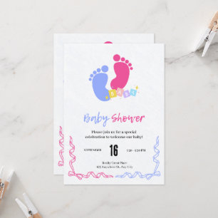 Mooie Roze en Blauwe Pastel Baby Voetafdrukken Blo Kaart