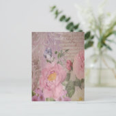 Mooie roze en blauwe rozen en bloemen briefkaart (Staand voorkant)