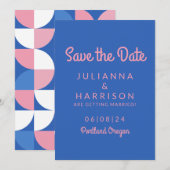 Mooie roze en blauwe speelse typografie save the date (Voorkant / Achterkant)