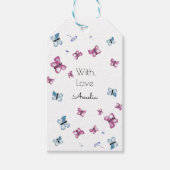 Mooie Roze en Blauwe Vlinder Cadeaulabel (Voorkant)