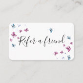 Mooie roze en blauwe vlinderdoorvoerkaart visitekaartje (Voorkant)