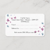 Mooie roze en blauwe vlinderdoorvoerkaart visitekaartje (Achterkant)