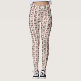 Mooie Roze en Crème Waterverf Hot Cocoa Patroon Leggings
