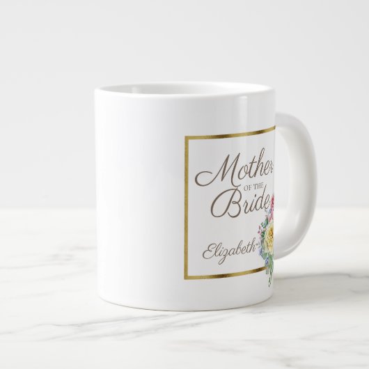Mooie roze en gele Floral Moeder Bride Grote Koffiekop (Voorkant rechts)