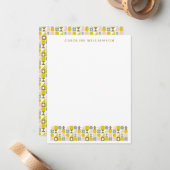 Mooie roze en gele geometrische ontwerp gepersonal notitiekaartje (Voorkant / Achterkant in situ)