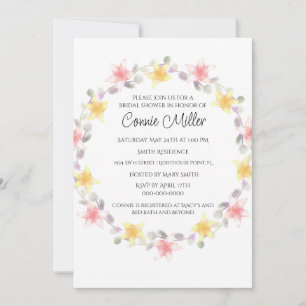 Mooie Roze en Gele Lelie Bloemen Bruidsdouche Kaart