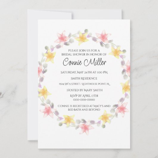 Mooie Roze en Gele Lelie Bloemen Bruidsdouche Kaart (Voorkant)