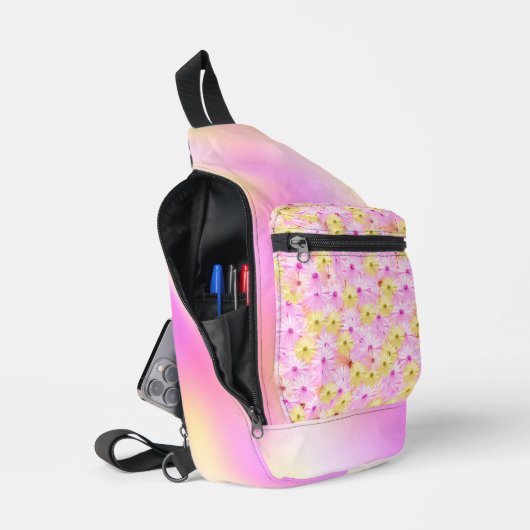 MOOIE ROZE EN GELE MARGRIETENBLOEMEN MET OMBRE SLING BAG (Open)